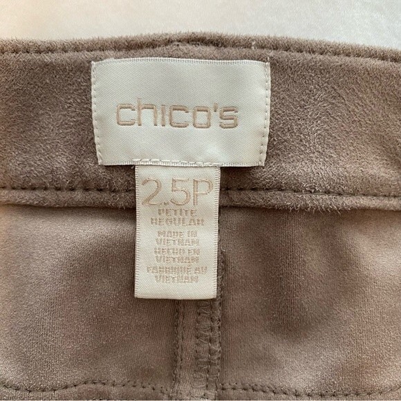 NWOT Chico's Suede Like Crop Pants Tan Pocket Zip Fly Poly Spandex Size 14P - Picture 7 of 12